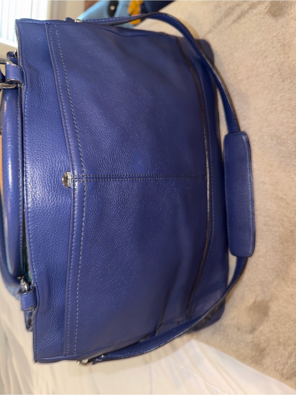 Coach Park Carryall Blue Leather and Emerald lining. - Picture 6 of 13